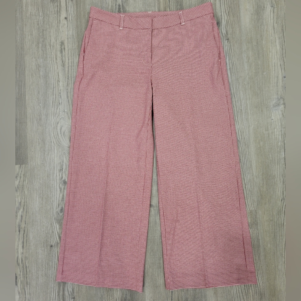 J. Jill Red and White Cropped Wide-Leg Pants